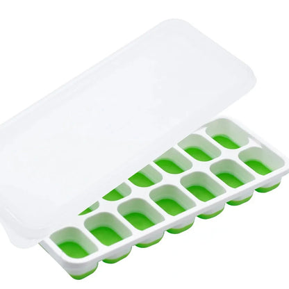 Ice Cube Tray Mold with Lid Silicone Square 14 Cube Easy Release Ice Cube Molds Summer Kitchen Bar DIY Iced Cocktail Freeze Tool