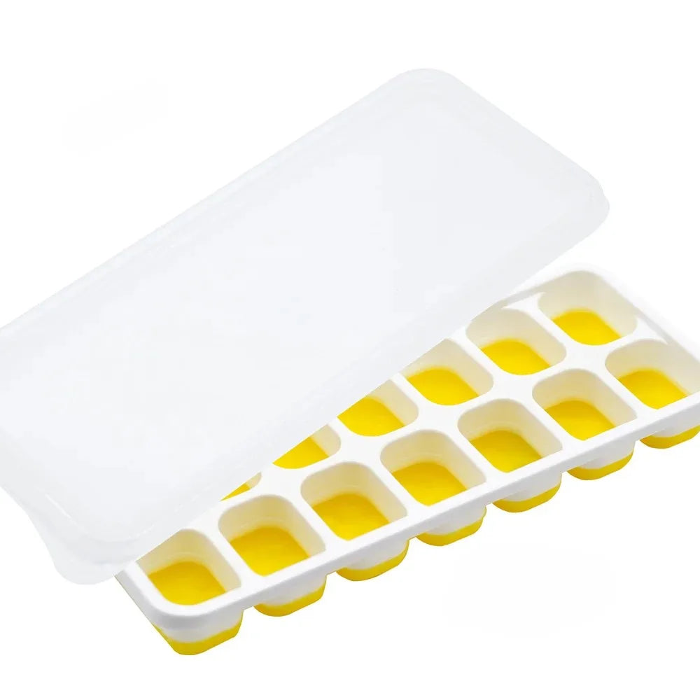 Ice Cube Tray Mold with Lid Silicone Square 14 Cube Easy Release Ice Cube Molds Summer Kitchen Bar DIY Iced Cocktail Freeze Tool